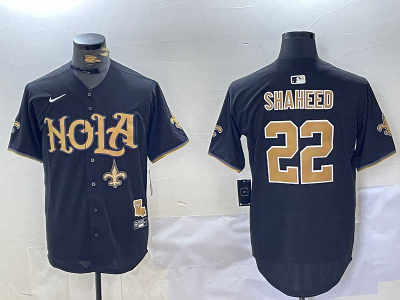 Men%27s New Orleans Saints #22 Rashid Shaheed Black Cool Base Stitched Baseball Jerseys